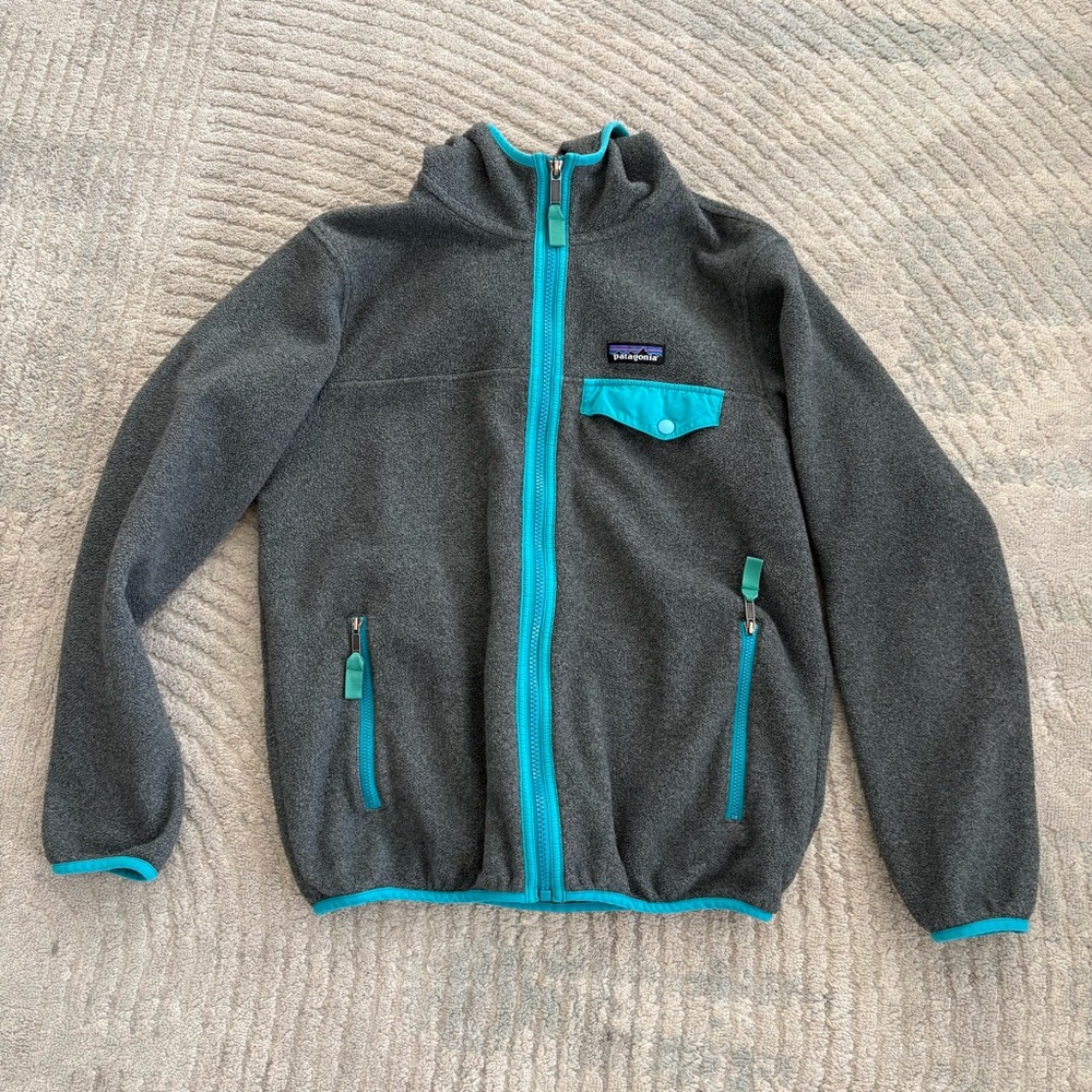 Patagonia Synchilla Gray and Teal Fleece